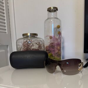 Chanel vintage round rimless brown CC logo 4124 sunglasses